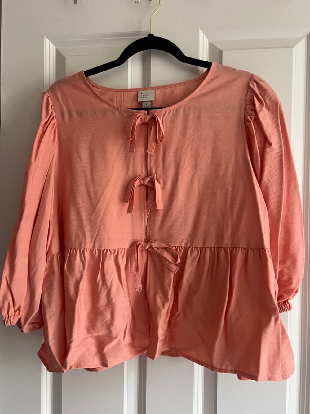 a new day Coral Tie-Front Peplum Tunic Top - Women
